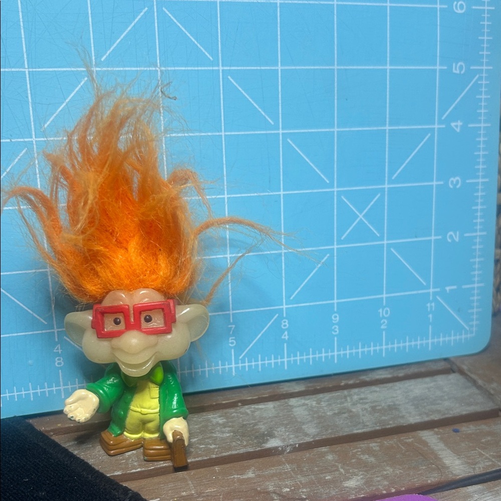 Orange-Haired Troll Figure w Red Glasses - Kids Action Toy 1993 BURGER KING IQ